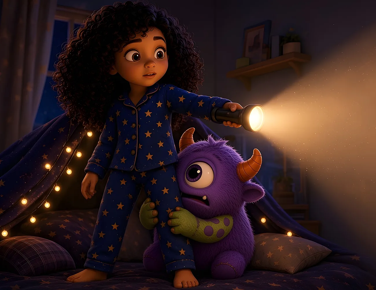 Sample page with a flashlight in the dark bedroom